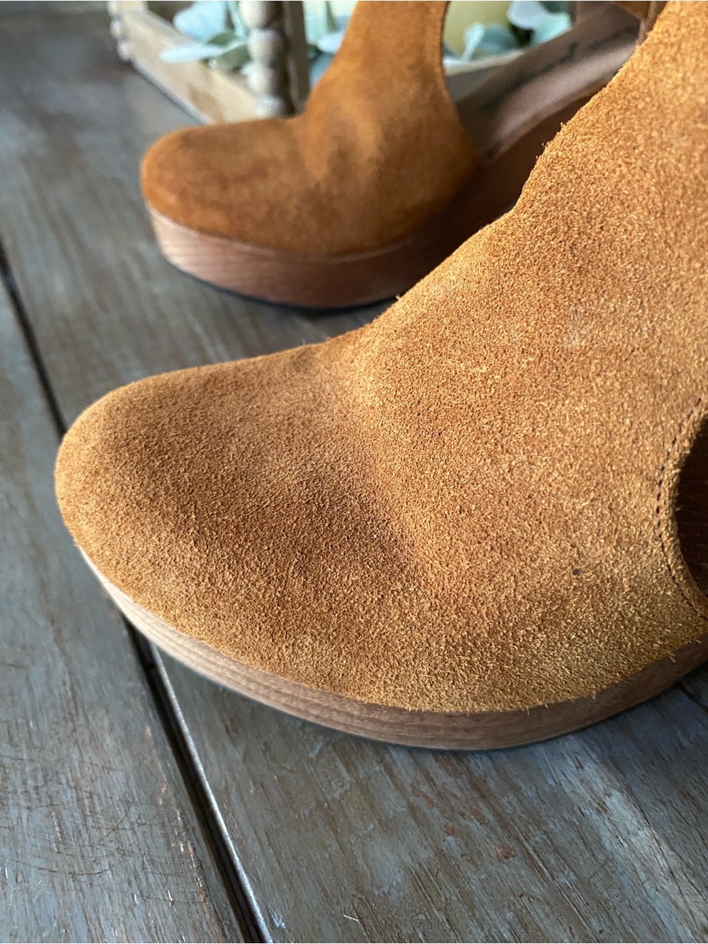 Free People Cedar Clogs Leather Wooden Platform Ankle Boots Womens 36 Tan Brown - Picture 9 of 12